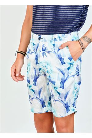 Bermuda in lino a fiori Ganesh | GI272MFIORIBLU